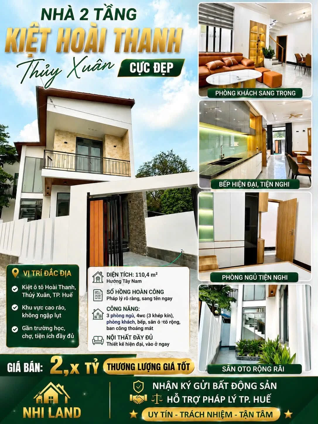 Bán nhà 2 tầng 100m² 3PN Hoài Thanh Huế 2 tỷ 3 - Ảnh 1