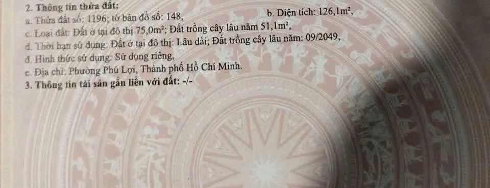 Bán đất Phú Lợi 126m2, đường Phạm Ngọc Thạch 3 tỷ 250 - Ảnh thu nhỏ 3