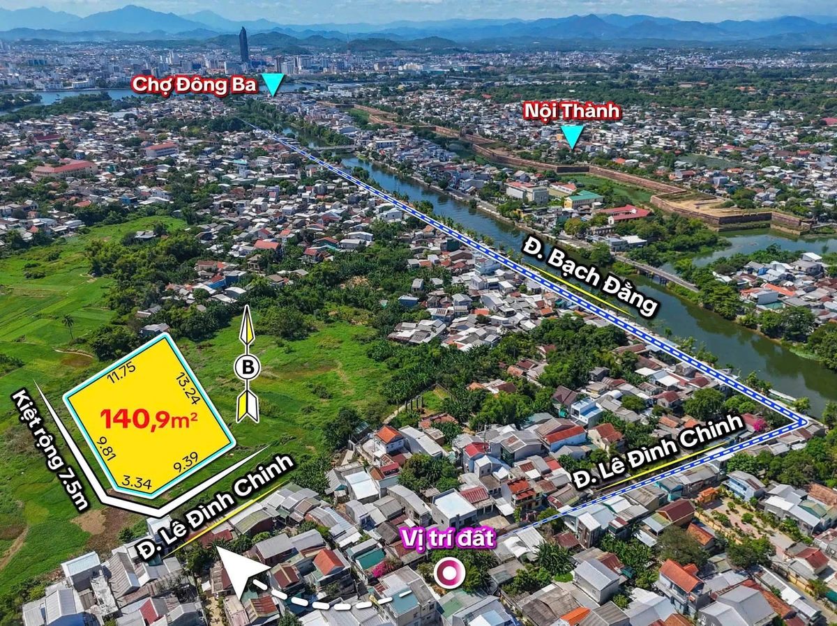 Bán đất 2 mặt tiền Lê Đình Chính, Huế, 141m2, 2 tỷ 6 - Ảnh thu nhỏ 3