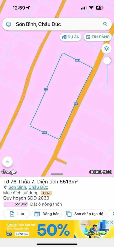 Bán đất trồng cây lâu năm 5.500m² tại Châu Đức