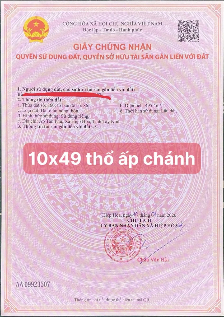 Bán đất thổ cư mặt tiền 10x49m Ấp Chánh Tân Phú 3,5 tỷ - Ảnh thu nhỏ 5