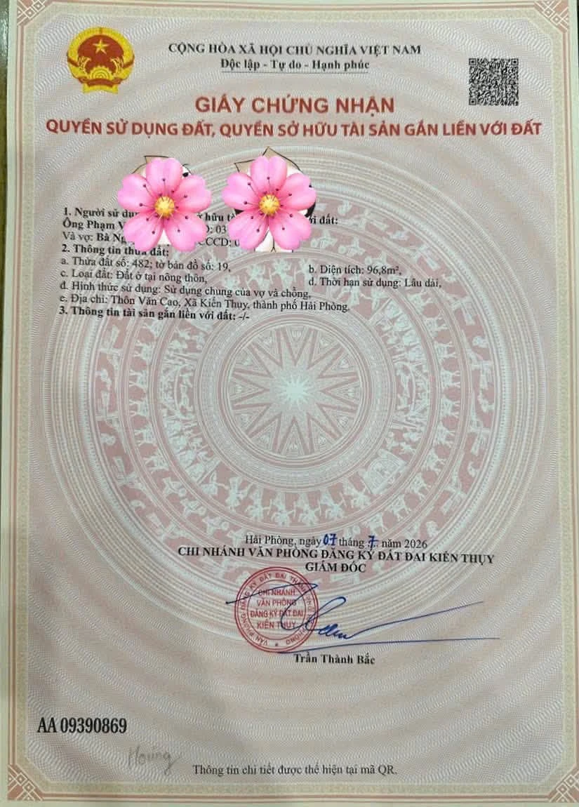 Bán lô đất 96,8m2 mặt tiền Văn Cao, Kiến Thụy, Hải Phòng - Ảnh 1