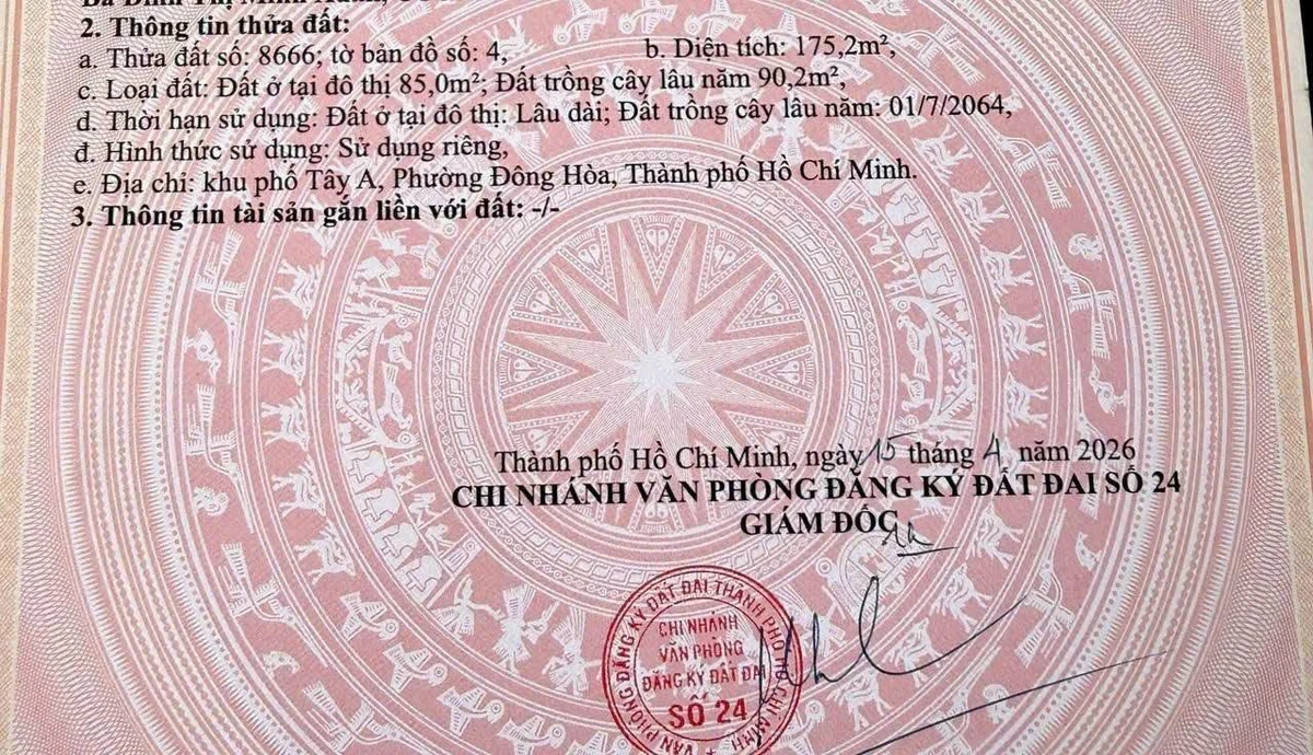 Bán lô đất 175m2 trung tâm phường Đông Hòa, Dĩ An, giá 31 triệu/m2 - Ảnh thu nhỏ 2