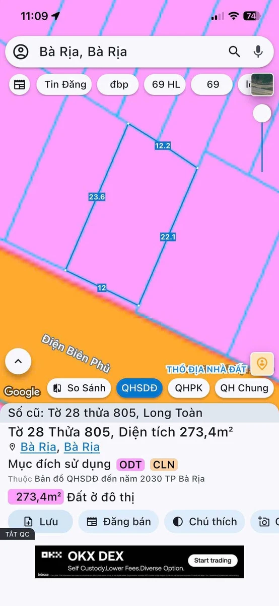 Bán lô biệt thự mặt tiền Điện Biên Phủ 273m² Bà Rịa - Ảnh 1