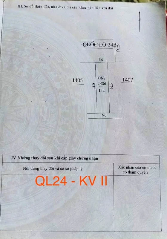 Bán lô đất mặt tiền QL 24B Sơn Tịnh 144 m², 1.6 tỷ