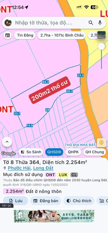 Bán lô đất 2254m² mặt tiền 23m Lộc An 4,5 tỷ