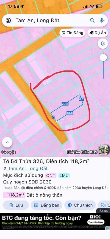 Bán gấp 5 lô đất liền kề tại An Ngãi, Long Điền, giá từ 1,135 tỷ