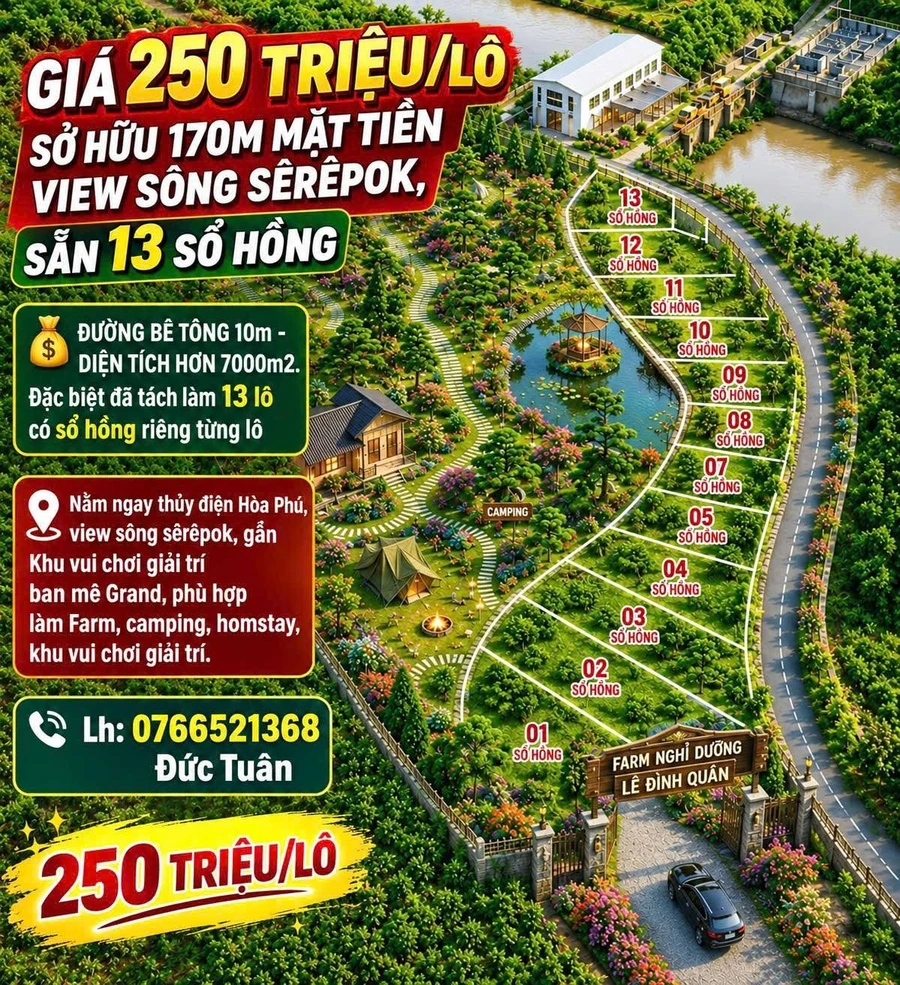 Bán lô đất 500m2 sổ hồng riêng Đắk Lắk 250 triệu - Ảnh 1