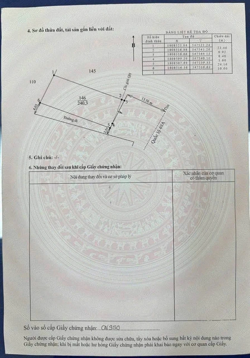 Bán đất mặt tiền Quốc lộ 49, 240m2, giá 490 triệu tại Thành phố Huế - Ảnh thu nhỏ 3