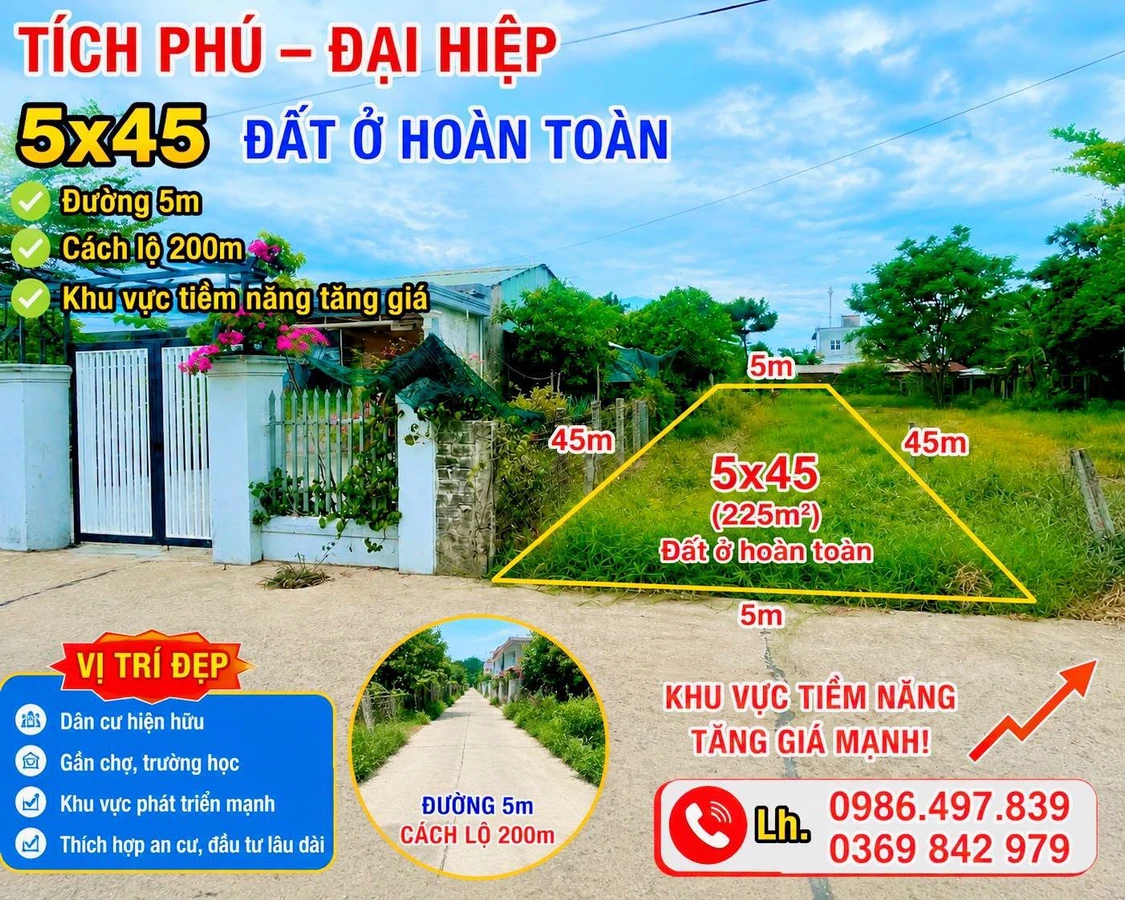 Bán lô đất 225m² Tích Phú, Đại Hiệp, Quảng Nam 1.1 tỷ - Ảnh thu nhỏ 2