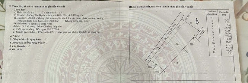 Bán đất thương mại dịch vụ, diện tích 9662m2, Tân Hạnh, Biên Hòa, ĐN - Ảnh 1