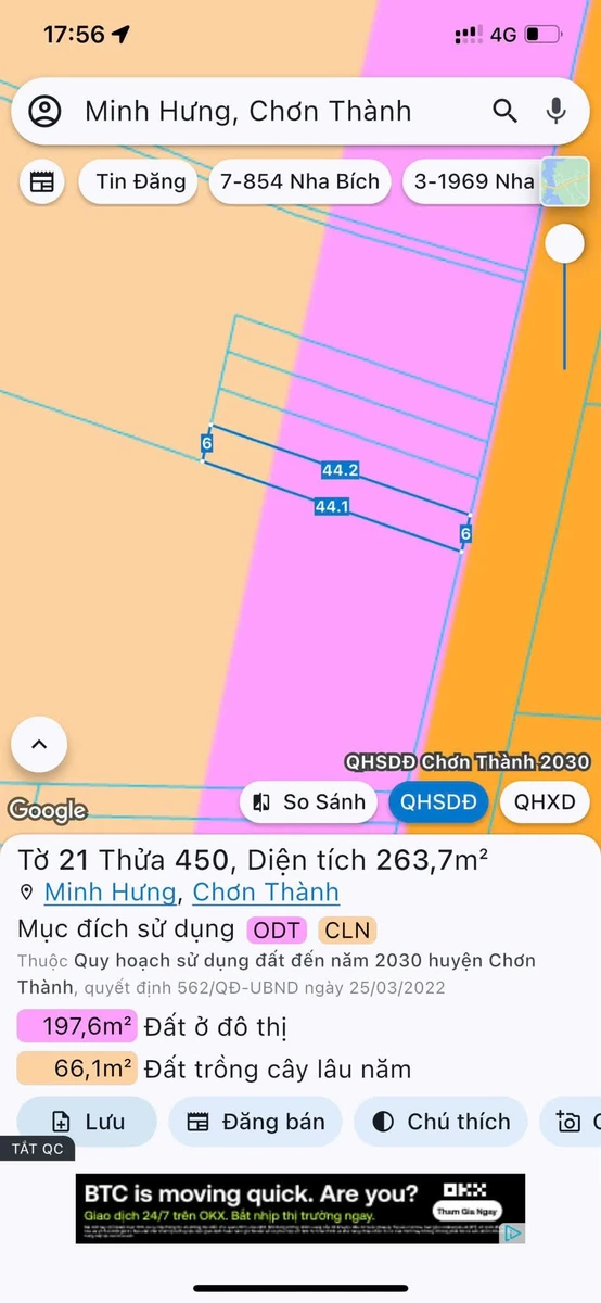 Bán đất 50m2 Phường Minh Hưng 850 triệu - Ảnh thu nhỏ 3
