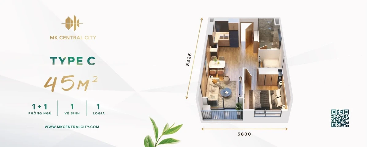 Bán căn hộ 45m² 1PN tại MK Central Phủ Hà, Phan Rang, giá 960 triệu - Ảnh 1