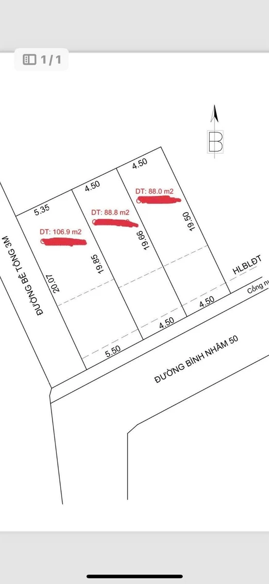 Bán lô đất mặt tiền Bình Nhâm 88m² giá 2,1 tỷ - Ảnh 1