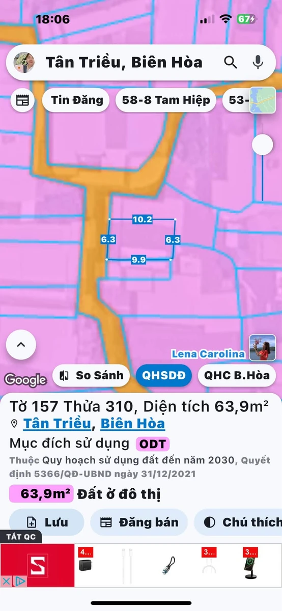 Bán đất Tân Phong Biên Hòa 1 tỷ 950 triệu 63m² - Ảnh thu nhỏ 2