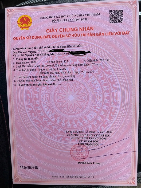 Bán đất 267.6m2 tặng nhà Giang Điền Trảng Bom