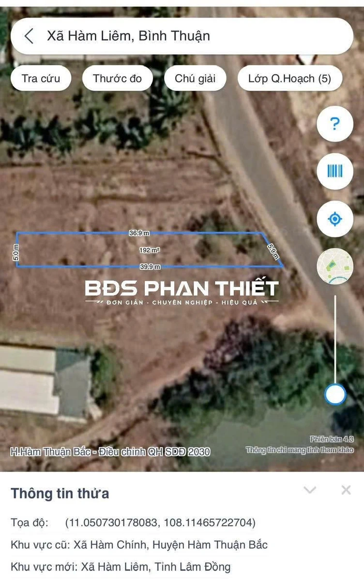 Bán đất mặt tiền Hàm Chính 192m² Lâm Đồng 530 triệu - Ảnh thu nhỏ 2