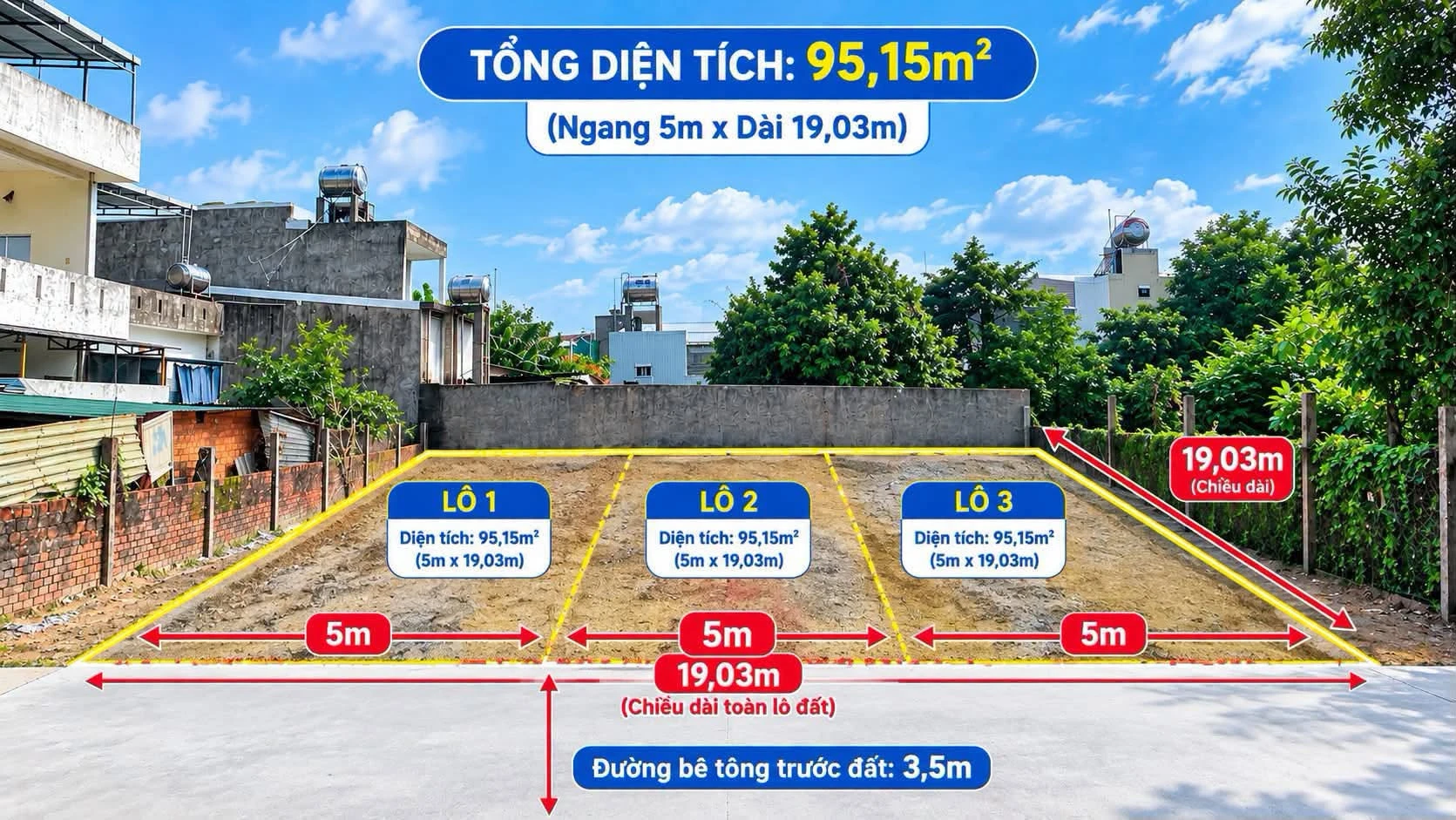 Bán lô đất hẻm Hoàng Hoa Thám 95m² giá 790 triệu - Ảnh 1