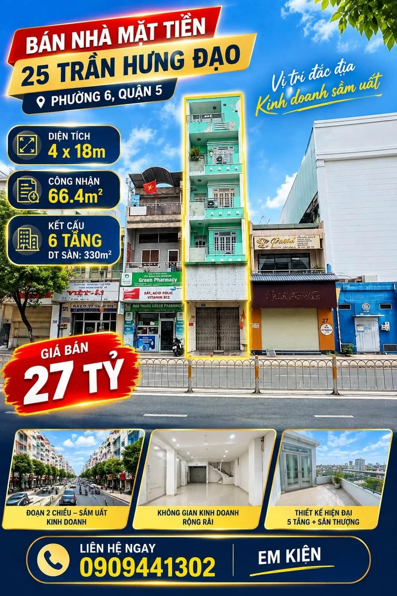 Bán nhà mặt tiền Trần Hưng Đạo Quận 5, 4x18m, trệt lửng 3 lầu, giá 27 tỷ - Ảnh thu nhỏ 2