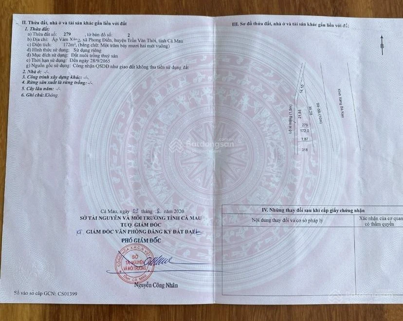 HOT HOT CHÍNH CHỦ CẦN BÁN ĐẤT VỊ TRÍ ĐẸP TẠI Xã Khánh Hưng, H. Trần Văn Thời, Cà Mau - Ảnh thu nhỏ 4