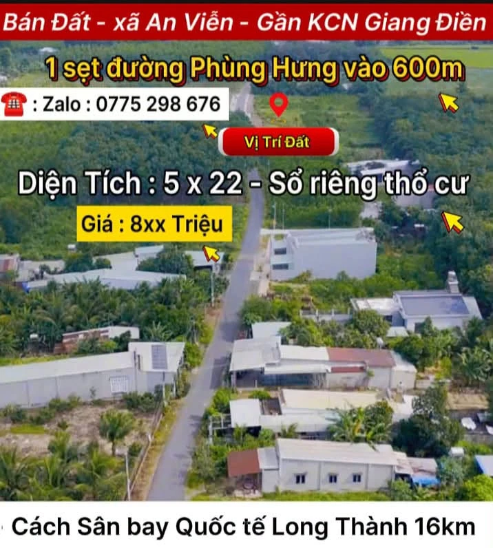 Bán đất nền 110m² Xã An Viễn Đồng Nai 800 triệu - Ảnh 1