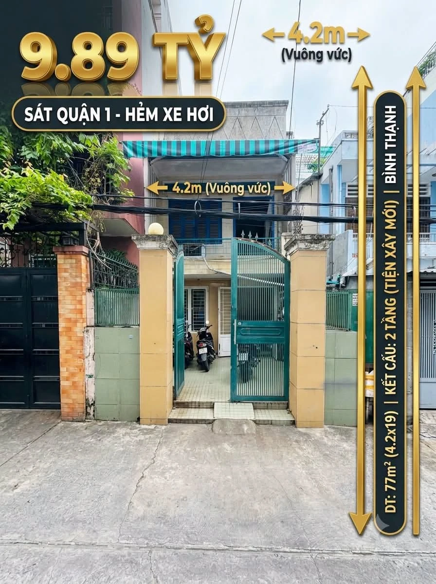Bán nhà 2 tầng khuôn đất 4,3x18m hẻm ô tô sát Quận 1, gần cầu Bông - Ảnh 1