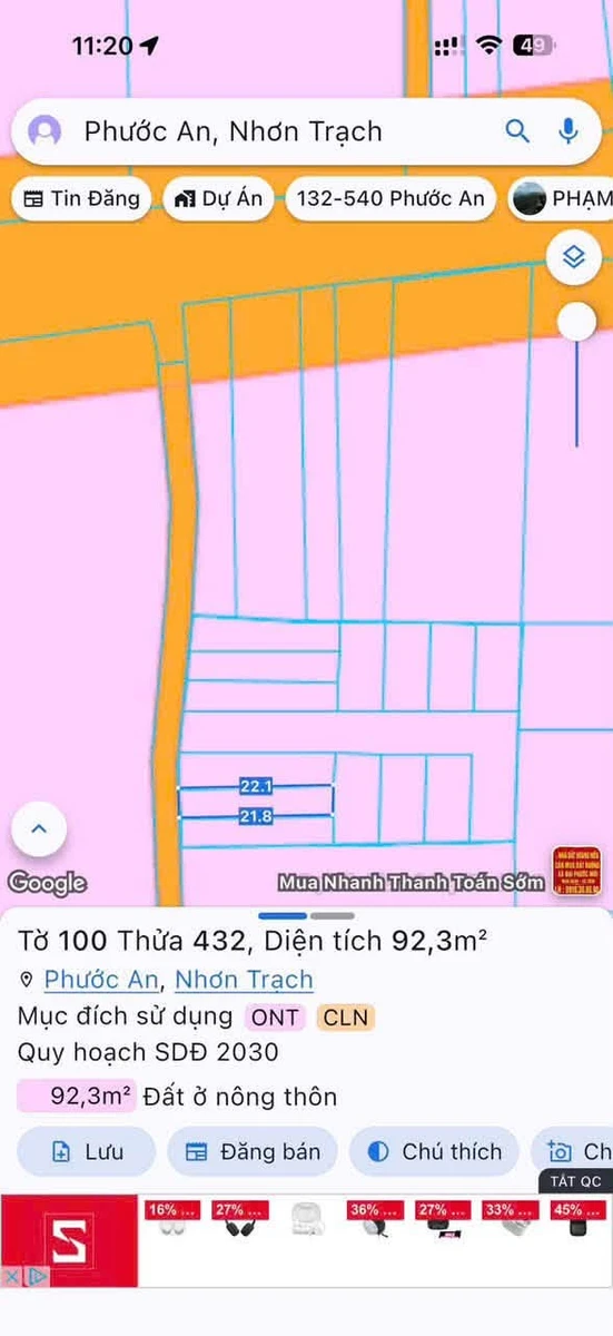 Bán đất 92m2 (85m2 thổ cư) hẻm Hùng Vương, Phước An, giá 1,4 tỷ - Ảnh thu nhỏ 2