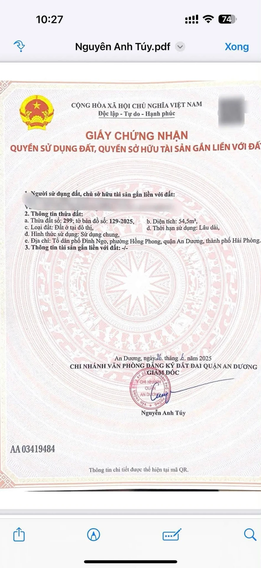 Thanh lí lô đất 54,5m² mặt đường Đình Ngọ, An Phong - Ảnh 1