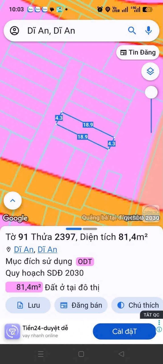 Bán đất Dĩ An Bình Dương 81m² giá 3 tỷ 500 triệu - Ảnh 1