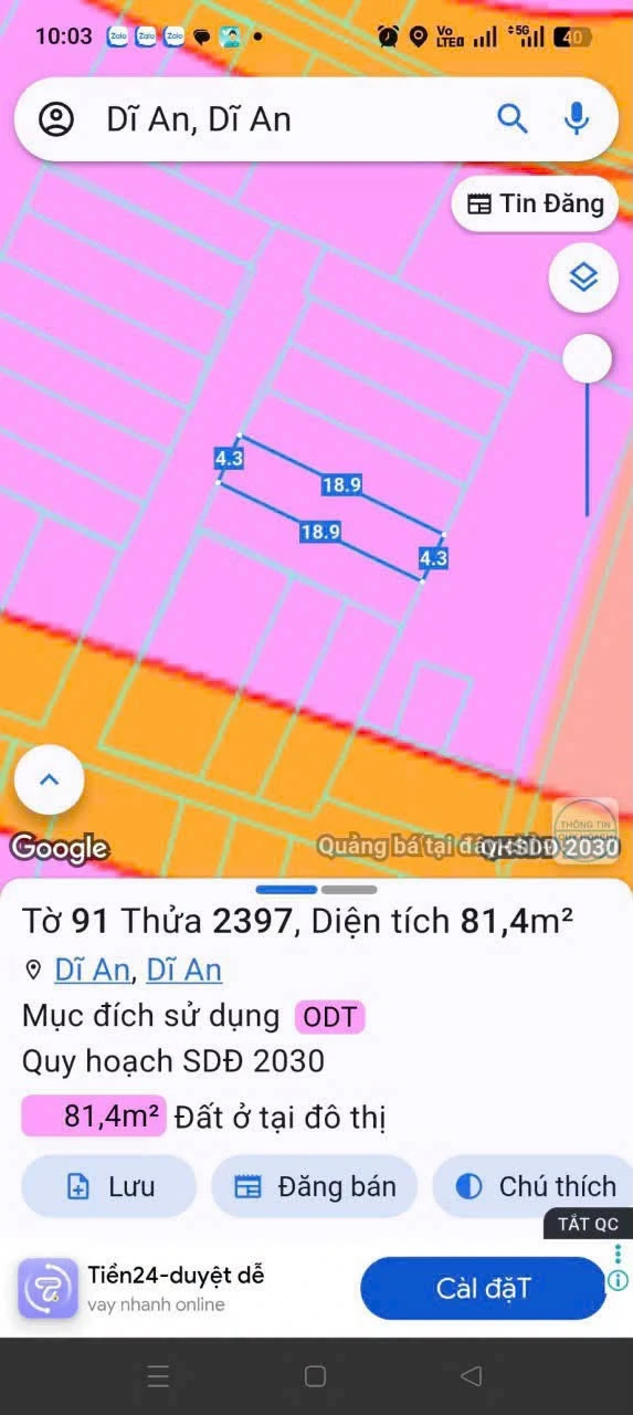 Bán đất Dĩ An Bình Dương 81m² giá 3 tỷ 500 triệu - Ảnh 1