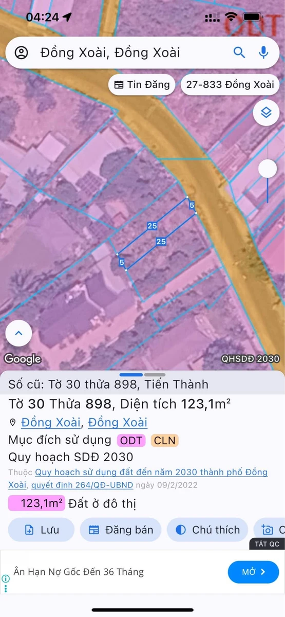 Bán đất mặt tiền Phạm Ngọc Thạch Đồng Xoài 125m² 1 tỷ 100 triệu - Ảnh thu nhỏ 2