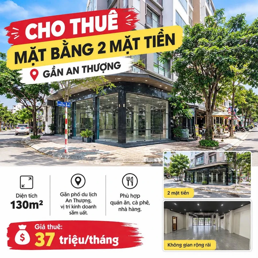 Cho thuê mặt bằng 130m² 2 mặt tiền An Thượng, Đà Nẵng - Ảnh 1