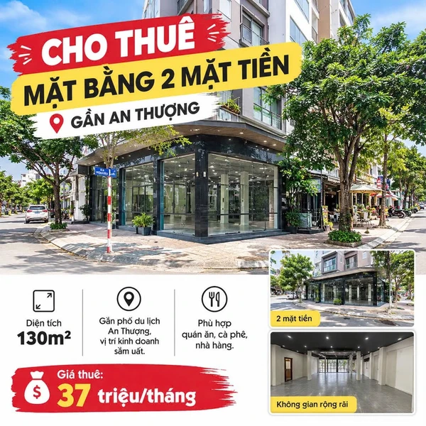 Cho thuê mặt bằng 130m² 2 mặt tiền An Thượng, Đà Nẵng