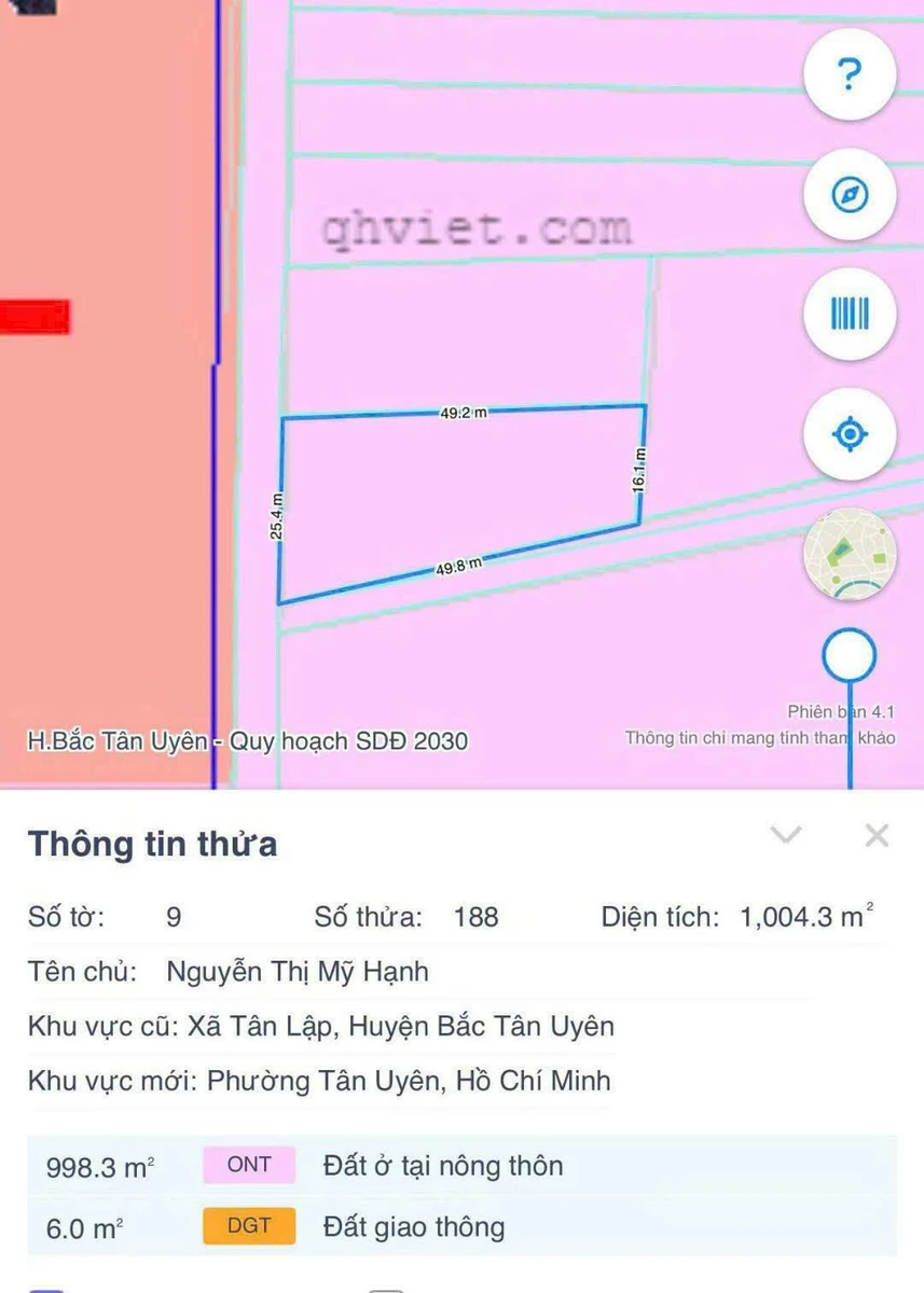 Bán đất 1.005 m² Tân Uyên, Thủ Đức, gần VSIP 3 - Ảnh thu nhỏ 4