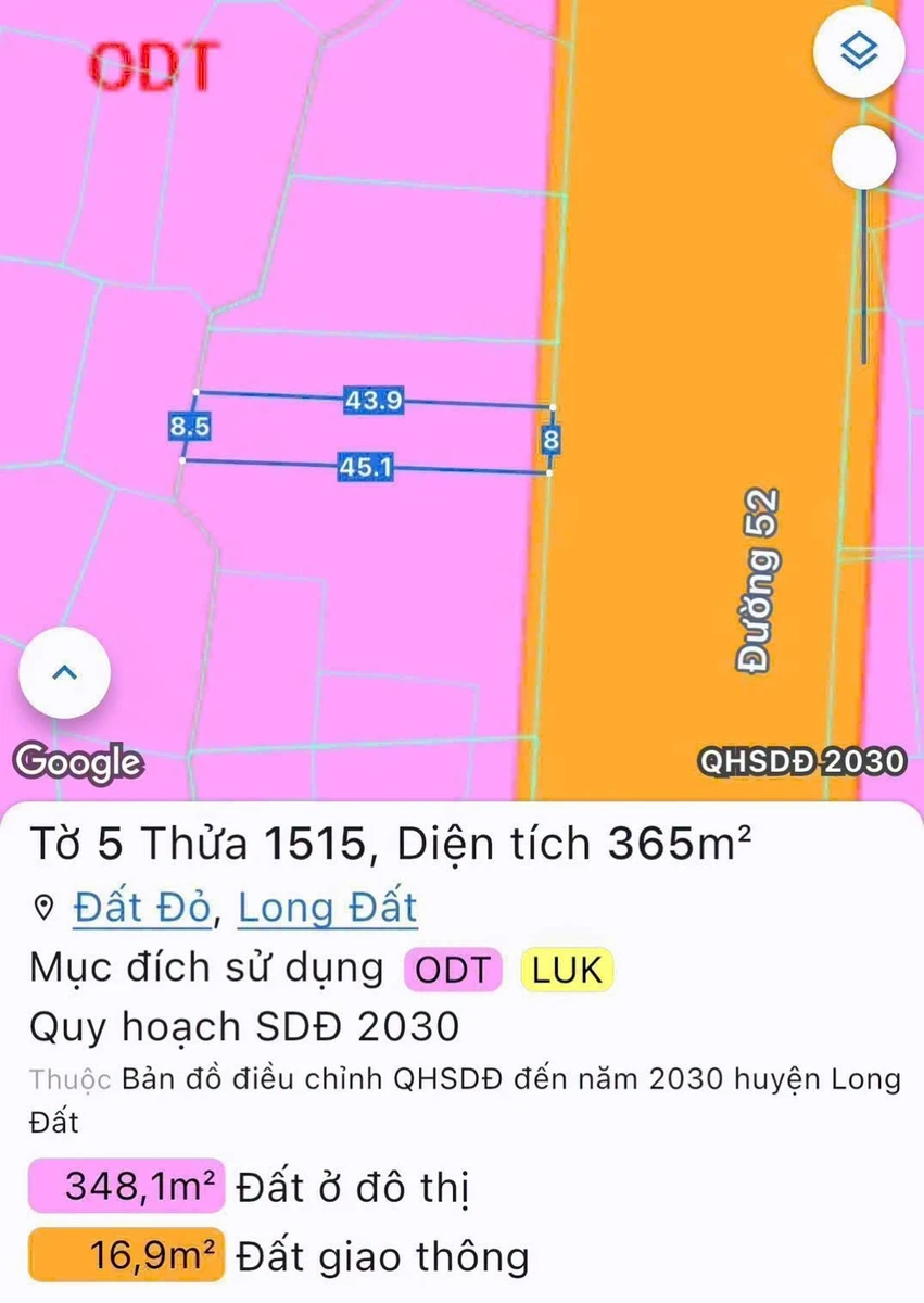 Bán đất mặt tiền Tỉnh lộ 52, 365m², ngang 8m, giá 2,7 tỷ, Xã Đất Đỏ - Ảnh 1
