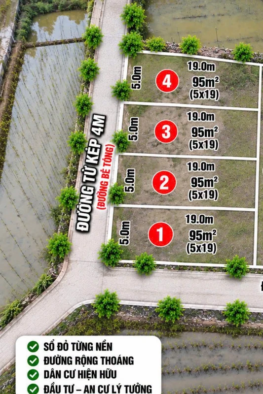 Bán lô thổ cư 95m² Bến Lức Long An 950 triệu