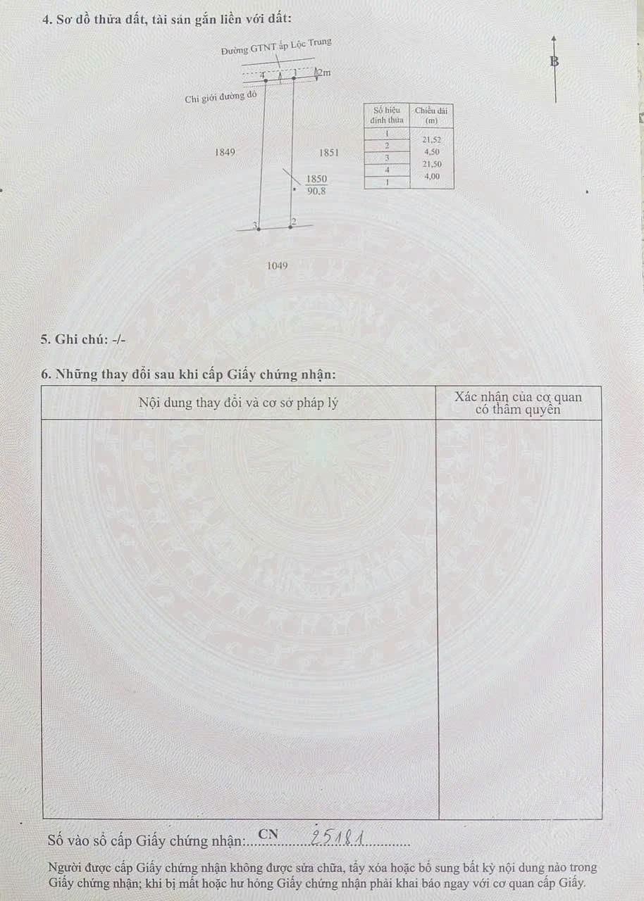 Bán đất thổ cư 4x21,5m nở hậu giá 930 triệu tại Lộc Trung, Mỹ Lộc, Tây Ninh - Ảnh 1