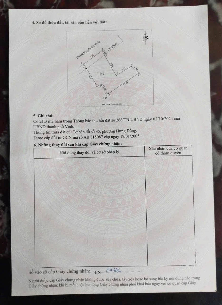 Bán đất kèm nhà cấp 4, 2PN, 167.4m2, MT Nguyễn Gia Thiều, TP Vinh - Ảnh thu nhỏ 3