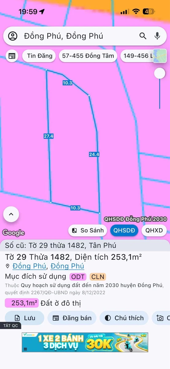 Bán đất góc 2 mặt tiền Tân Phú 270 m², giá 1.1 tỷ - Ảnh 1