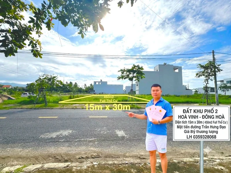 Bán đất Hoà Vinh Đông Hoà 450m2 mặt tiền Trần Hưng Đạo