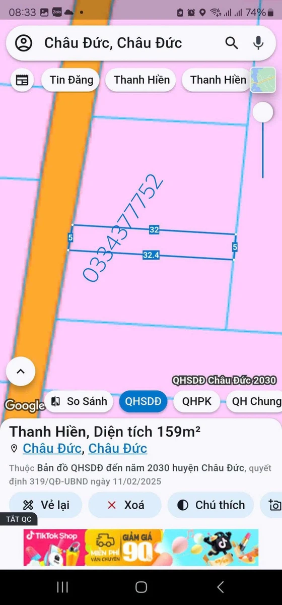 Bán đất Xã Châu Đức 245m² chỉ 500 triệu - Ảnh thu nhỏ 2