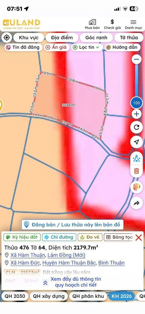 Bán 2 sào đất trồng cây Hàm Đức 6, Bình Chánh 450 triệu - Ảnh 1