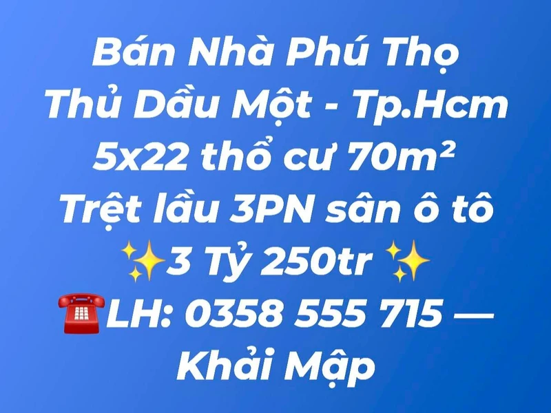 Bán nhà phố 3 phòng ngủ 110m² Thủ Dầu Một, Bình Dương