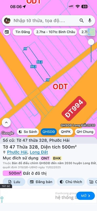 Bán lô đất vườn 500m² sát biển Phước Hải, Bà Rịa - Vũng Tàu
