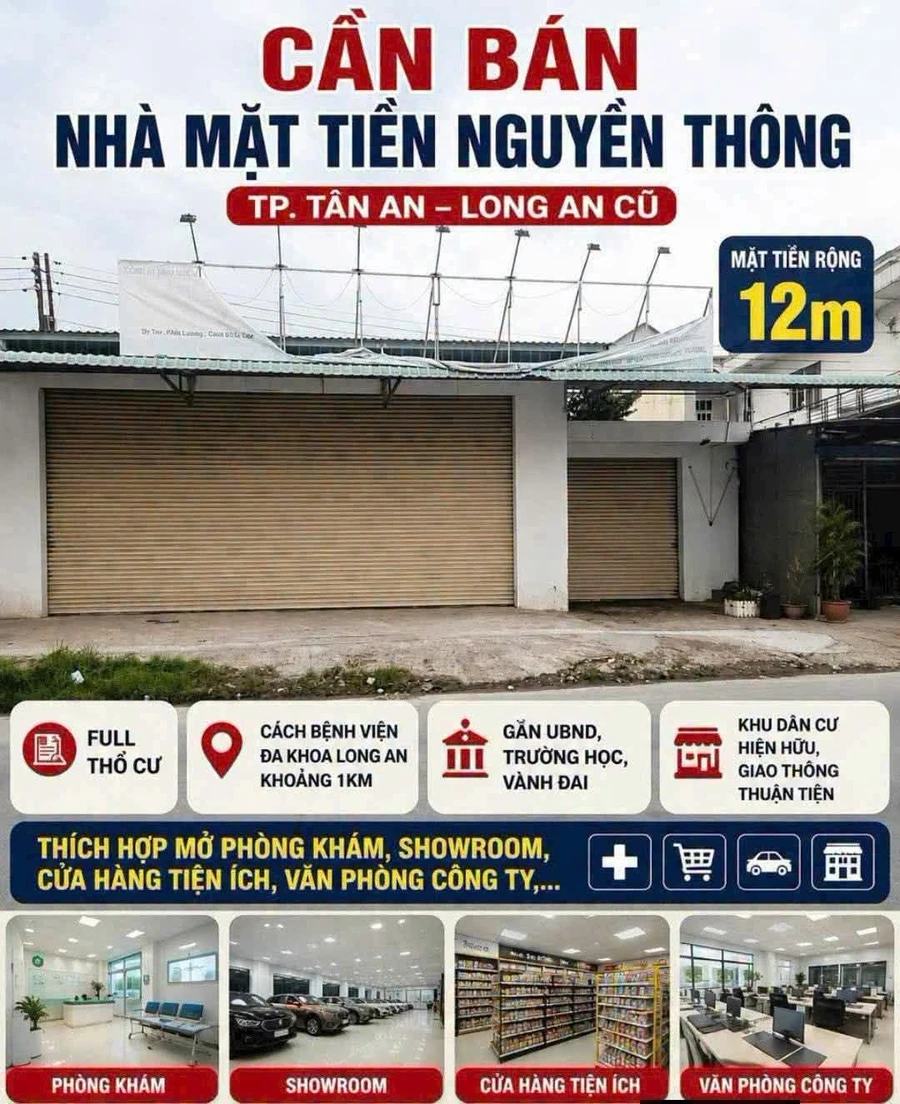 Bán nhà mặt tiền Nguyễn Thông 12x40m Tân An Tây Ninh - Ảnh 1