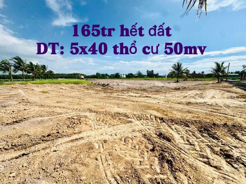 Bán đất thổ cư 50m2 Châu Thành, Bến Tre 165 triệu