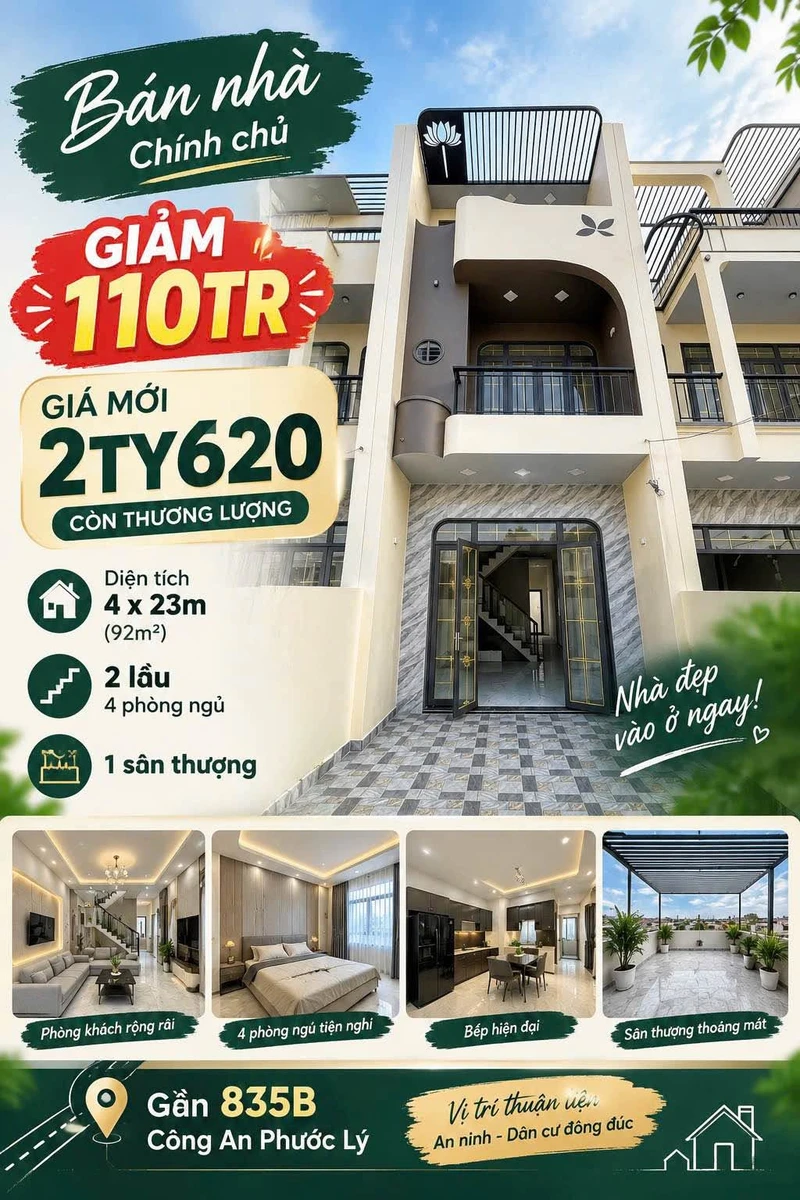 Bán nhà phố 4 phòng ngủ 88m² gần Công an xã Phước Lý, Bình Chánh - Ảnh 1
