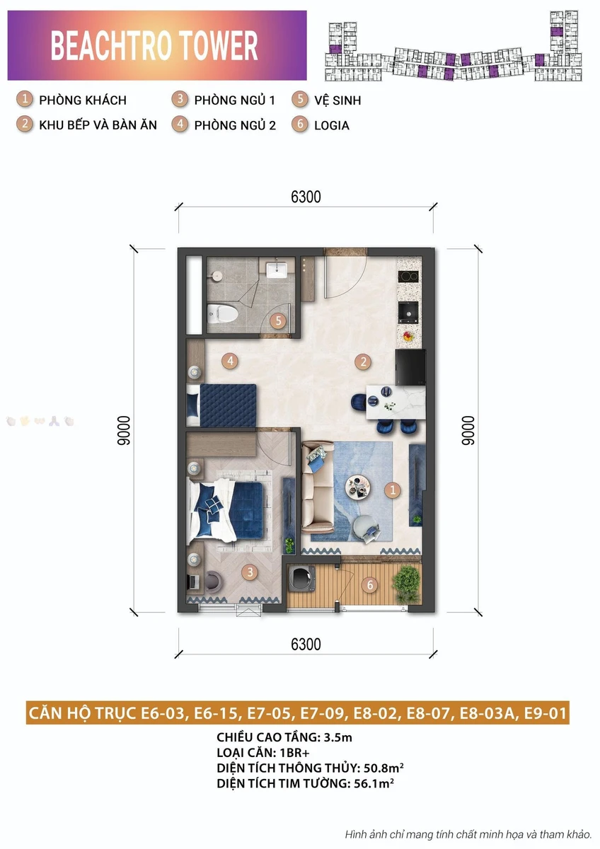 Bán căn hộ 1PN+ Blanca City Vũng Tàu 59.1m2, 3.517 tỉ - Ảnh thu nhỏ 2