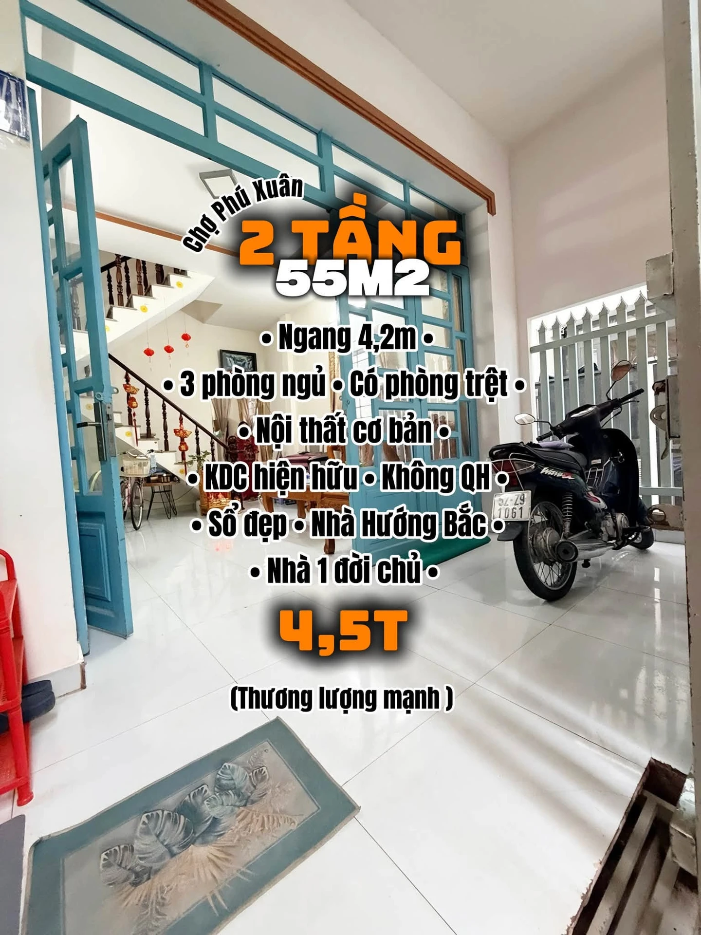 Bán nhà 2 tầng 3PN 55m2 cạnh Quận 7, 4.5 tỷ - Ảnh 1