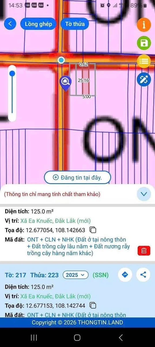 Bán 2 lô đất nền Hòa Đông 125m2, 600 triệu - Ảnh thu nhỏ 2
